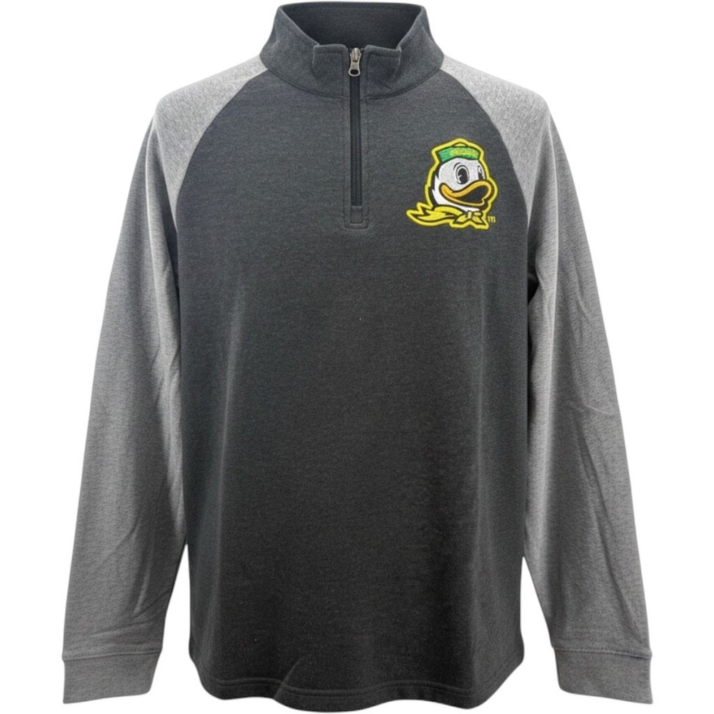 Captivating Mens Oregon Ducks Quarter Zip Pullover Embroidered Mascot Large NEW